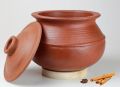 CLAY NEPAL Handi / Earthen Kasaudi / Mud / Mitti Pot with Lid for Cooking and Serving 4 Litre Big Size Eco-Friendly | Reusable and Washable | With Wooden Spatula 2 Pieces. 