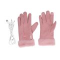 1 pair Warm Full Finger Electric Heating Gloves Touch Large Heating Area USB Heated Gloves Pink Adjustable Heat Cycling Heated Gloves for Skiing,Biking,Riding. 