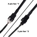 4 Pin PWM Fan Splitter Cable Black Sleeved PC Case Fan Power Cable 1 To 4 Converter Braided Y Splitter Power Cable. 