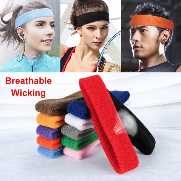 Working%20Outside%20Running%20Moisture%20Wicking%20Tennis,%20Basketball%20Terry%20Cloth%20Athletic%20Sweat%20Bands%20Cotton%20Sweatband%20Elastic%20Hair%20Bands%20Sports%20Headbands%20-%20Image%203