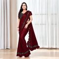 Solid Plain Bollywood Silk Blend Saree For Women. 