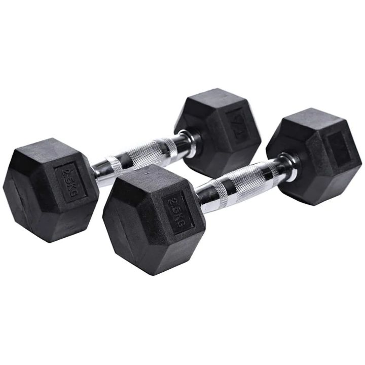 Rubber Hex Dumbell 5Kg (2.5Kg X 2 = 5Kg ) Pack Of 2