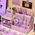 Cute Plastic Desktop Organizer Kawaii Nine Grids Cosmetic Makeup Organizer Drawer-type Office Supplies Storage Box Women Girl. 