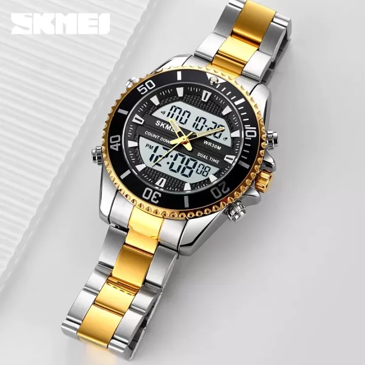 SKMEI%201850%20Multifunction%203Time%20Analog%20Digital%20Stainless%20Steel%20watch%20For%20Men%20-%20Image%205