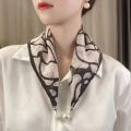 Beautiful Magnetic Buckle Scarves Satin Surface Girls Small Scarf Thin Silk Scarf Woman. 
