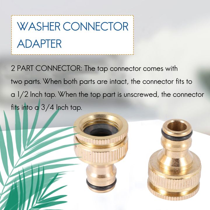 2%20Pack%20Brass%20Garden%20Hose/Hosepipe%20Tap%20Connector%201/2%20Inch%20and%203/4%20Inch%202-in-1%20Female%20Threaded%20Faucet%20Adapter%20-%20Image%203