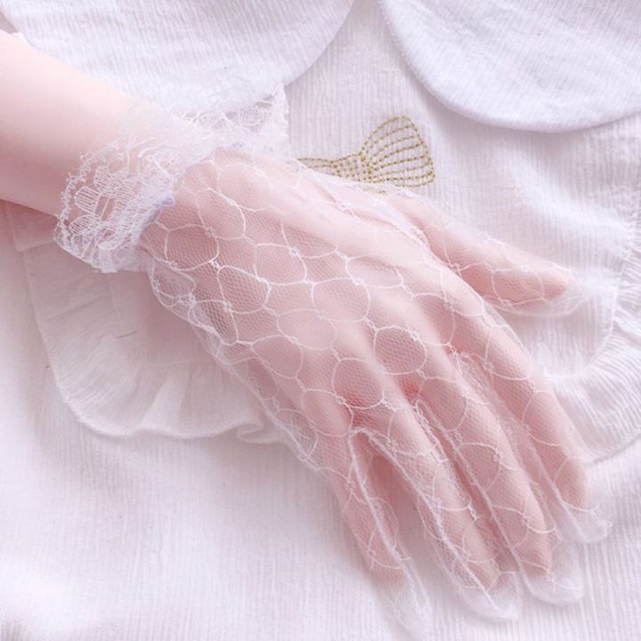 1 Pair New Fashion Party Dress Evening Prom Decor Cycling Driving Mittens Lace Gloves Wedding Bridal Gloves Bridal Gown Mittens