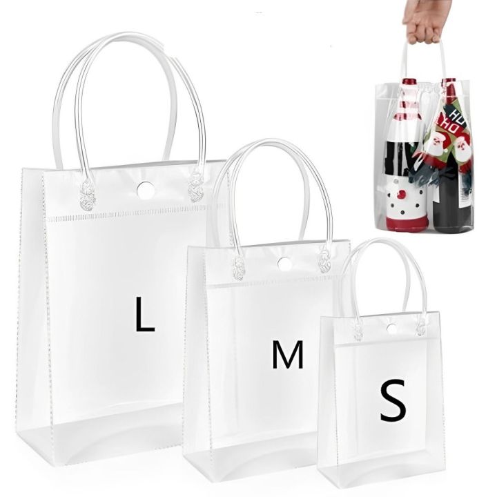 New PVC Clear Tote Bag Transparent Waterproof Shopping Bags with Handle Storage Bag Cosmetic Plastic Bags