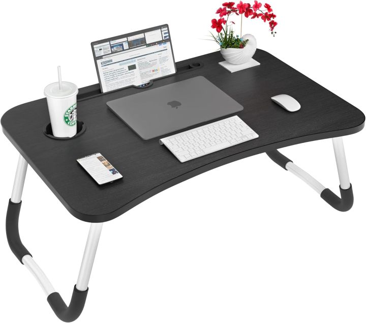 Multipurpose Folding Table, Laptop Table | Office Desk, Study Table, Bed Table, Portable Wooden Writing Desk for Home, School, Work from Home