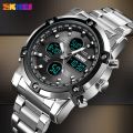 SKMEI 1389 MultiFunctional Business Analog Digital Stainless Steel Watches for Men - Silver. 