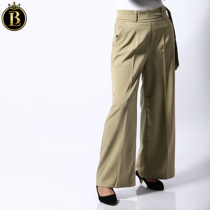 Boss Lady Light Green High-Rise Straight Fit Formal Pant With Ribbon ...
