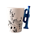 240Ml Music Ceramic Mug Cute Coffee Tea Milk Stave Mugs and Cups with Handle Novelty Gifts Trumpet. 