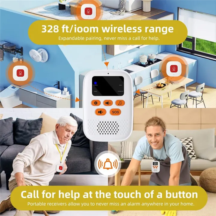 Wireless Caregiver Caregiver Pager Wireless Call Button SOS Emergency ...