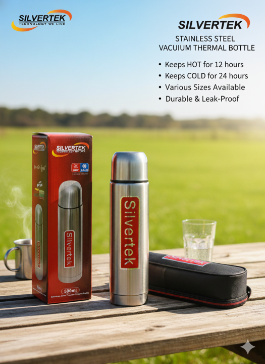 Silvertek Htpc 750ml Silvertek Slim Thermos Stainless Steel | Slim Bottle for Hot and ...
