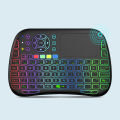 +Bluetooth dual mode 8-color backlit English air mouse mini wireless keyboard. 