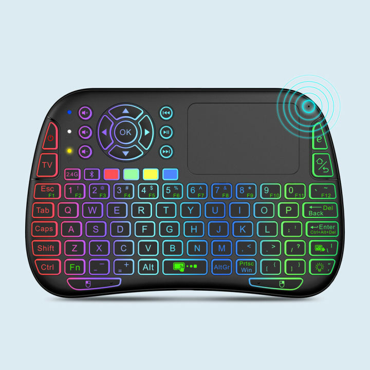 +Bluetooth dual mode 8-color backlit English air mouse mini wireless keyboard