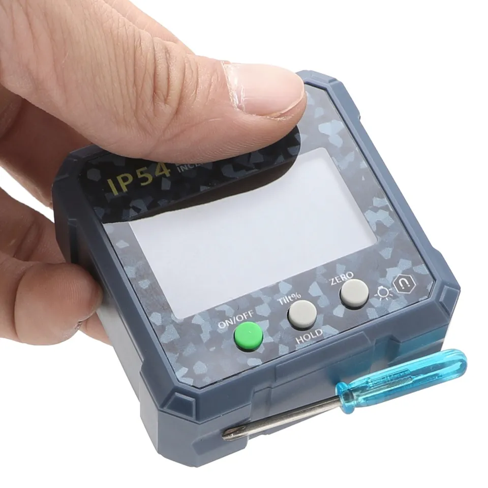 Magnetic Digital Angle Protractor Bevel Box Waterproof LCD Inclinometer With Built-in Magnets Red - View #3