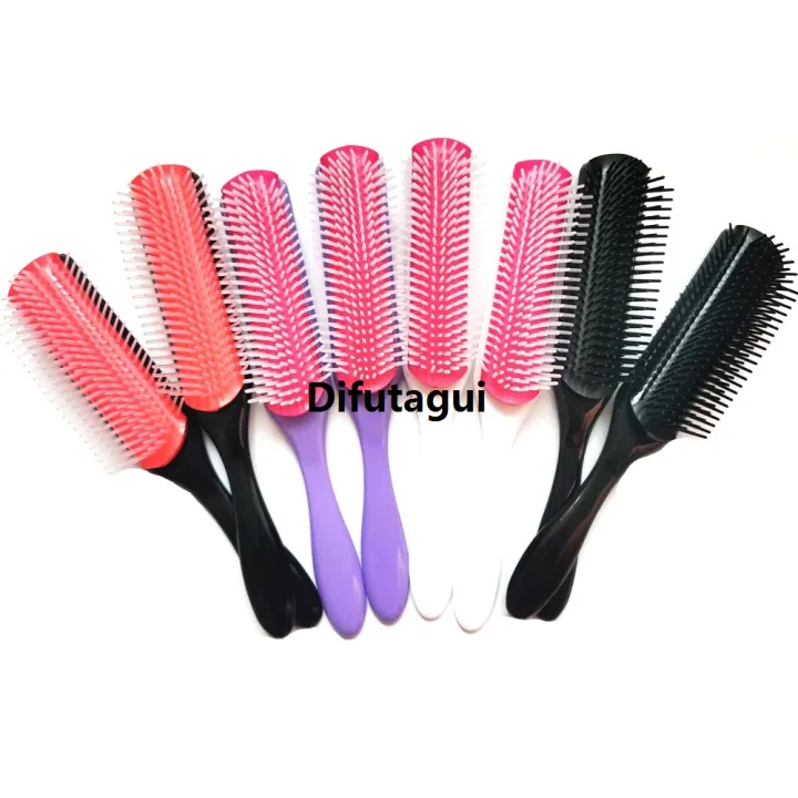 Difutagui%20Hair%20Comb%204c%20Straight%20Curl%20Barber%20Salon%20Massage%20Scalp%20Hair%20Brush%20Profesional%20Styling%20Knots%20Ladies%20Denman%20Line%204%20Colors%209%20Brush%20Wet%20-%20Image%204