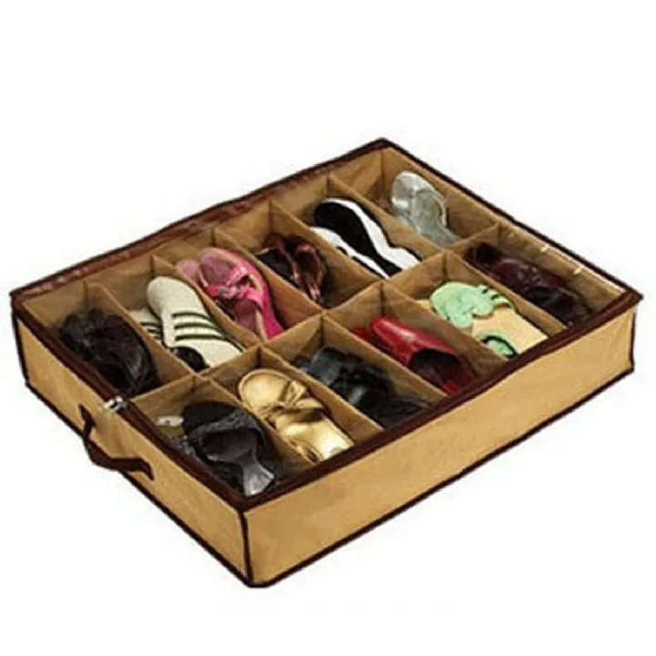 Nonwoven%20Transparent%20Creative%20Shoes%20Cabinet%20Dust-Proof%2012%20Grids%20Storage%20Bag%20Organizer%20Holder%20Under%20Bed%20Closet%20-%20Image%204