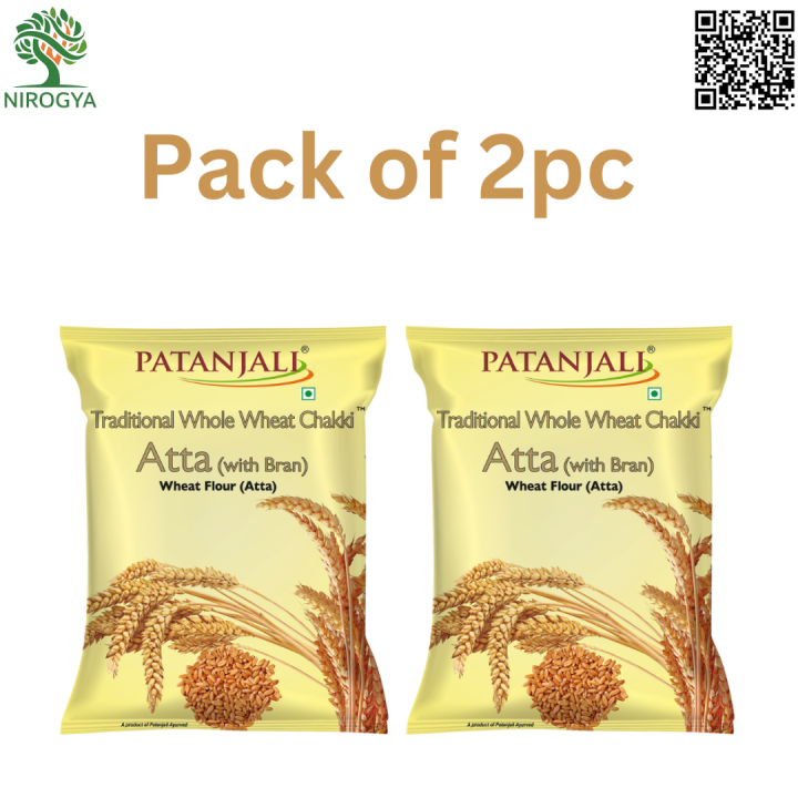 Patanjali Traditional Whole Wheat Chakki Atta With Bran 5kg  Pack of 2pc