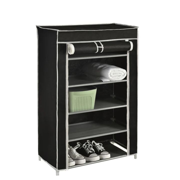 Multipurpose 5 Layers Shoe Rack With Zip Door Cover , Portable And ...
