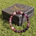 Purple Fluorite Natural Healing Crystal Jewelry Fashion Unisex Stretchable Comfortable Fit Slides-On Bead Bracelet. 