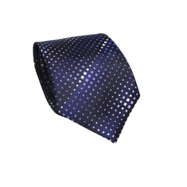 Blue Color Polyester Dot Pattern Design Ascot Neck Tie For Men