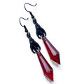 Black Bat Earrings with Red Teardrop Beads, Earrings, Gothic Jewelry, NMP. 