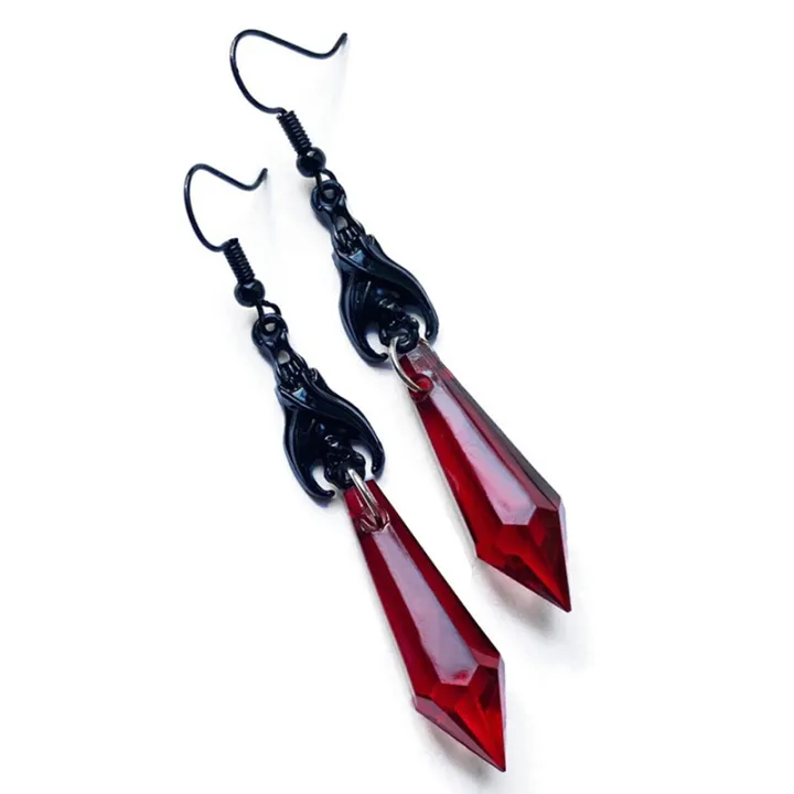 Black%20Bat%20Earrings%20with%20Red%20Teardrop%20Beads,%20Earrings,%20Gothic%20Jewelry,%20NMP%20-%20Image%204