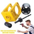 1Set New With Guide Template Door Lock Installation Kit Hand Tools Carbon Steel Knob Hole Drilling Tool Yellow For Door Knob Lock Door Drill Kit. 