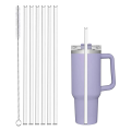 6 Piece Replacement Straws Transparent Reusable With Cleaning Brush For 40Oz Tumbler,Cup Straw For Tumbler Accessories. 
