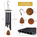 Metal Windchime Aluminum Windbell Wind Chimes 6 Rods Chimes Home Decoration Craft Outdoor Black. 