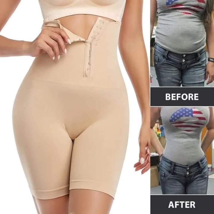 High Waist Hook Slim Belt Shapewear Shorts For Women