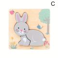 Bizzy 3D Wooden Cartoon Animals Cognitive Puzzles For Kids Children's Wooden Puzzles Toys Colors Shapes Baby Educational Toys Game. 