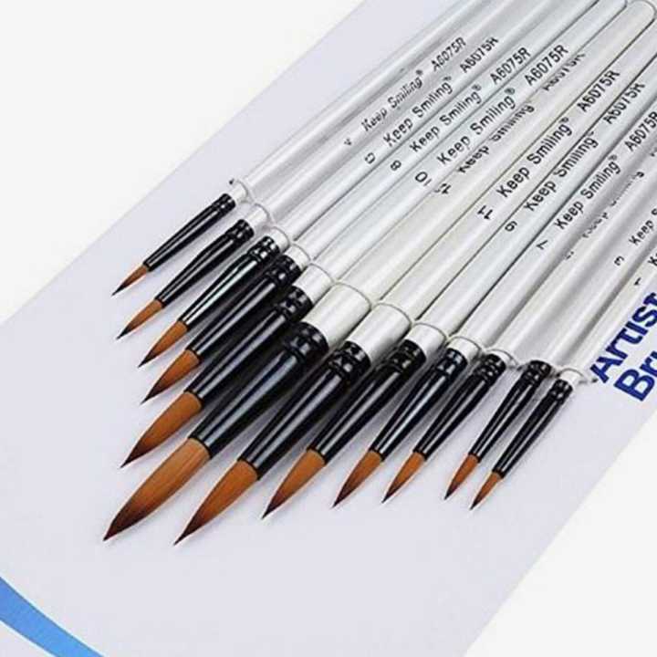 ProArt Artist Round Paint Brush Set Of 12, Soft Synthetic Hair (For Watercolors & Acrylics