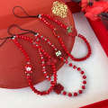 New Year Red Lucky Fortune Exquisite Beaded Phone Chain Strap Creative Bag Pendant Niche Womens Accessories. 