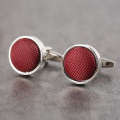 Round Woven Fabric French Studs Mens Cufflinks Shirt Cuff Buttons Unisex. 