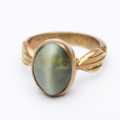 Cats Eye Green Stone Finger Ring for Unisex. 