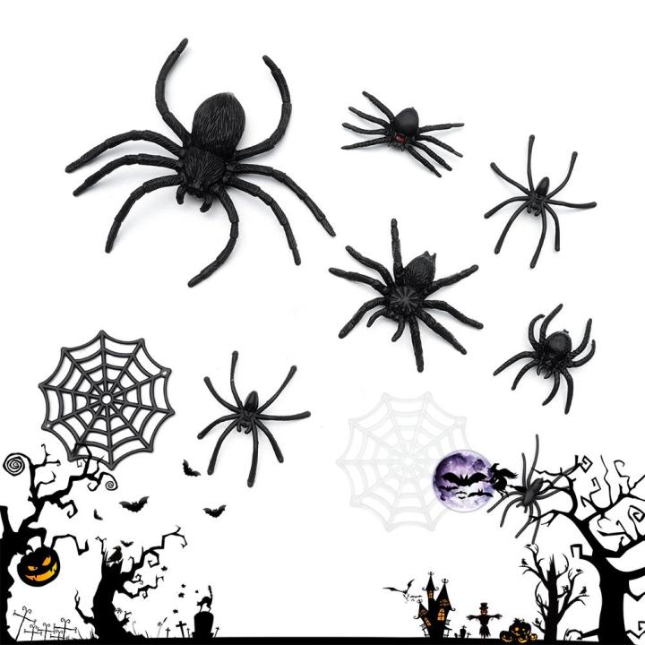 20Pcs/Pack Black Halloween Novelty Toy Plastic Fake Spider Decorative Spiders Haunted House Prop Prank Toys