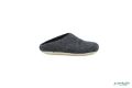 Handmade Charcoal Classic Wool Felt Slipper with Leather Sole. 