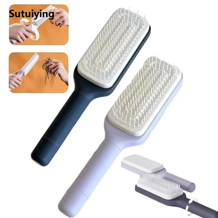 Sutuiying Rotatable Self Cleaning Hair Brush Telescopic Massage Airbag Comb 2025 Telescopic Cleaning Anti-static Hairdressing Air Cushion Comb