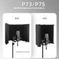 Microphone Wind Screen Foldable Studio Recording Microphone Isolation Shield Mic Noise Reduction Wind Screen (5 Panel ,P75). 