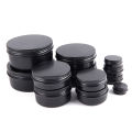 15-250ml Black Aluminum Cans Round Tin Box with Lid Metal Pill Cans Cream Ointment Jars Storage Container for Balm Wax Cosmetics. 