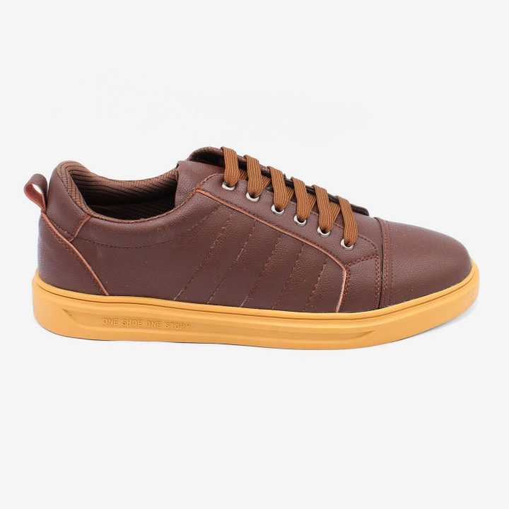 2033 Black Horse Brown Color  Plain Design Half Sneakers For Men