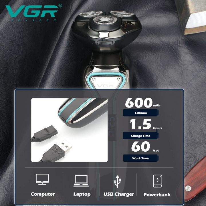 VGR%20V-323%20Professional%20Men's%20Shaver%20%7C%20Cordless%20Rechargeable%20IPX6%20Fully%20Waterproof%20Triple%20Rotary%20Head%20Electric%20Shaver%20Runtime%2060%20minutes%20%7C%20Electric%20Shaver%20for%20Men%E2%80%99s%20-%20Image%204