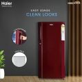 Haier 185L 2 Star Direct Cool Single Door Refrigerator(HRD-2052BRB, Red Steel). 