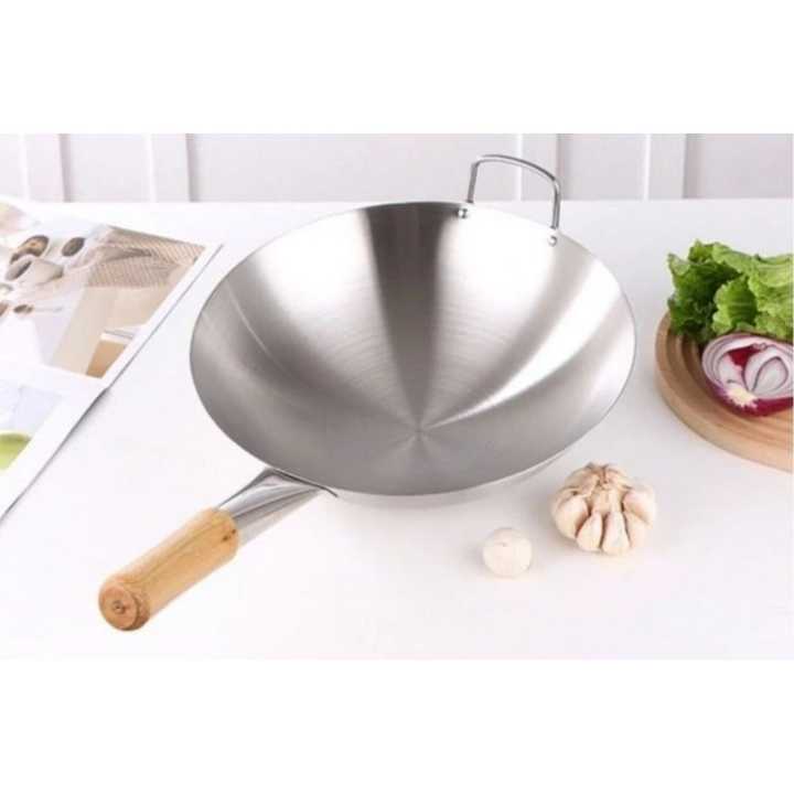 Steel Wok pan Chinese Style Fry Pan 36 Cm For Restaurant