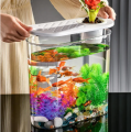 Transparent Home Office Desk Decoration Aquarium Table Fish Bowl Tank With Lid 13 Litre. 