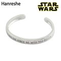 【happy one】HANRESHE Fashion Bangles Hand Open Bangles Lightsaber Symbol Stretch Plated Jewelry Bracelet. 