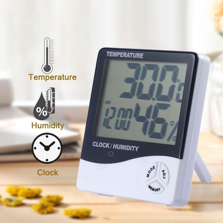 Digital Indoor Clock/ Humidity Hygrometer Thermometer Humidity Meter Large LCD Display